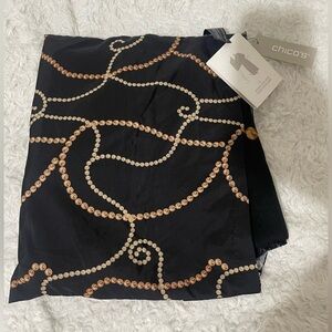 Chico's Elegant Black and Gold Scarf